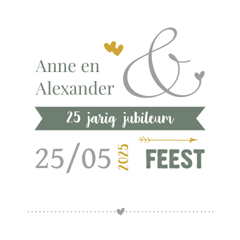 Jubileumkaart met tekst voor 25 jaar